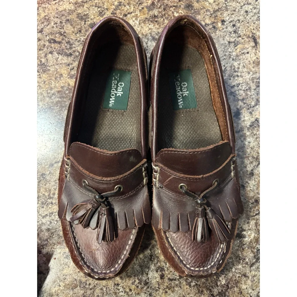 Oak Meadow Mens Kiltie Tassel Loafers Brown Leather Moc Toe Shoes KL 02/01 8.5 M
